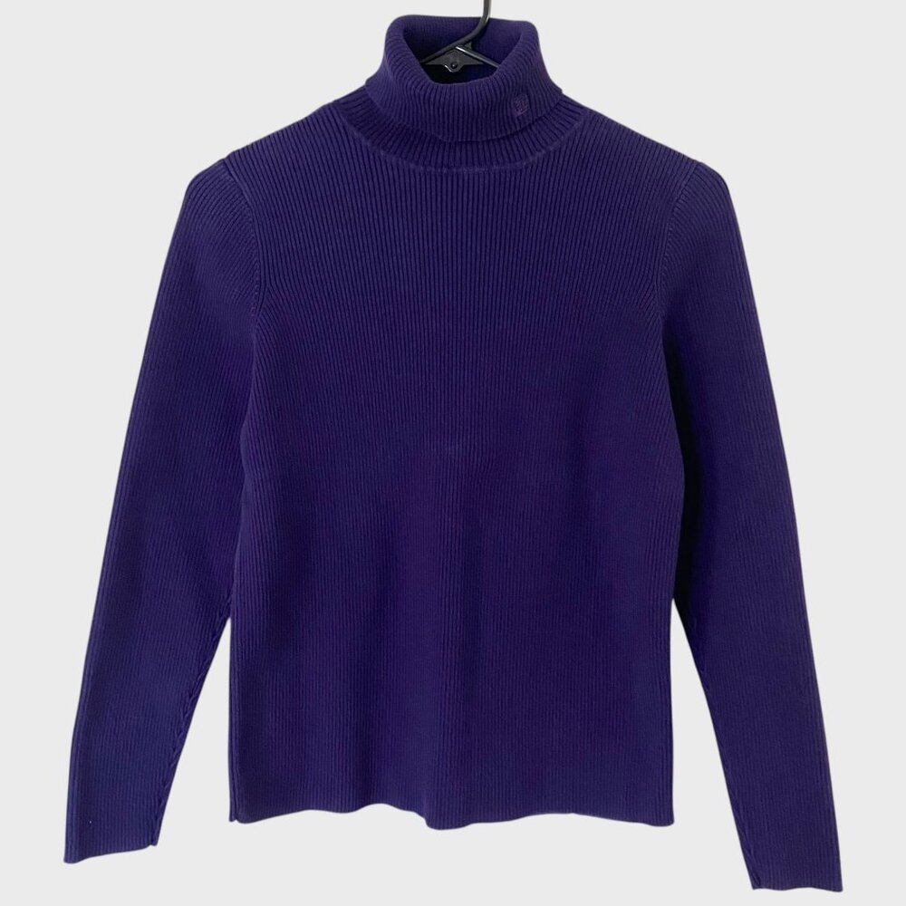 Lauren Ralph Lauren Ribbed-Knit Turtleneck Sweater Women's Size Large Purple